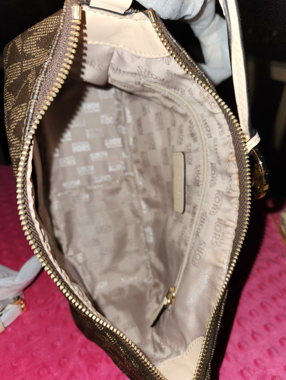 Michael Kors Brown MK Logo Crossbody with Gold Charm. NWOT - Picture 6 of 10